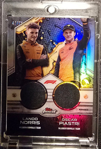 Topps Finest 2024 Mclaren F1 Driver Card (Lando Norris / Oscar Piastri) Dual Relics  #41/75 SP Refractor