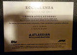 Topps Eccellenza F1 2025 La Squadra Williams F1 Team Race Book Race Worn Patch from both Drivers #43/99 Carlos Sainz Alex Albon